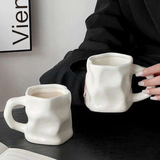 Serene Sculpt Mug - Modern Ceramic Cup
