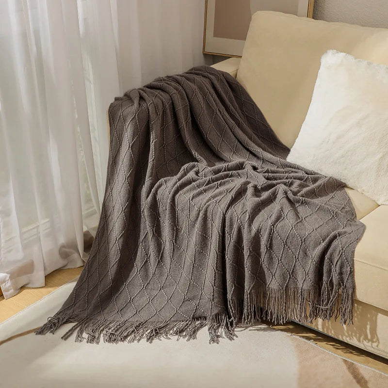 Serene Knit Boho Throw Blanket