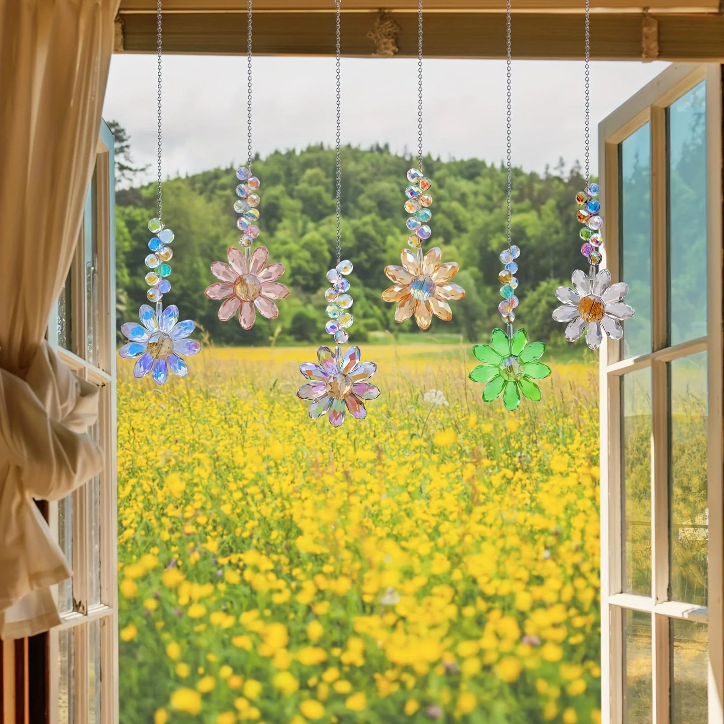 Golden Sunflower Crystal Suncatcher