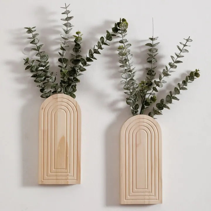 Serene Arch Wall Vase – Minimal Wooden Wall Decor