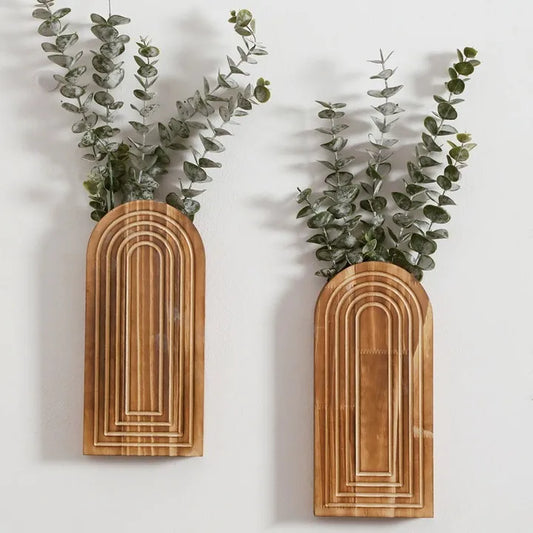 Serene Arch Wall Vase – Minimal Wooden Wall Decor