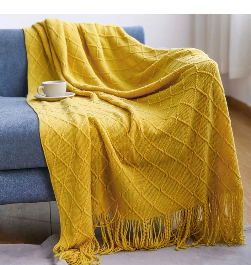 Serene Knit Boho Throw Blanket