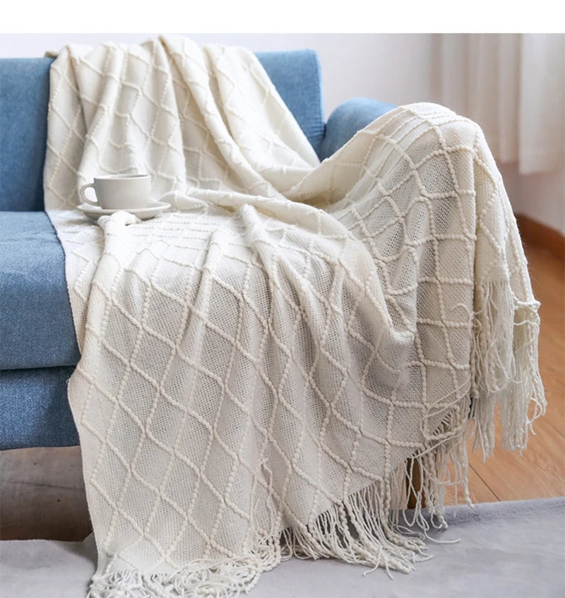 Serene Knit Boho Throw Blanket