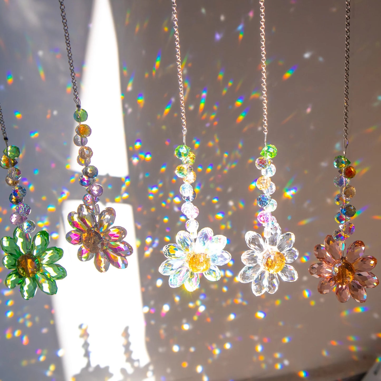 Golden Sunflower Crystal Suncatcher