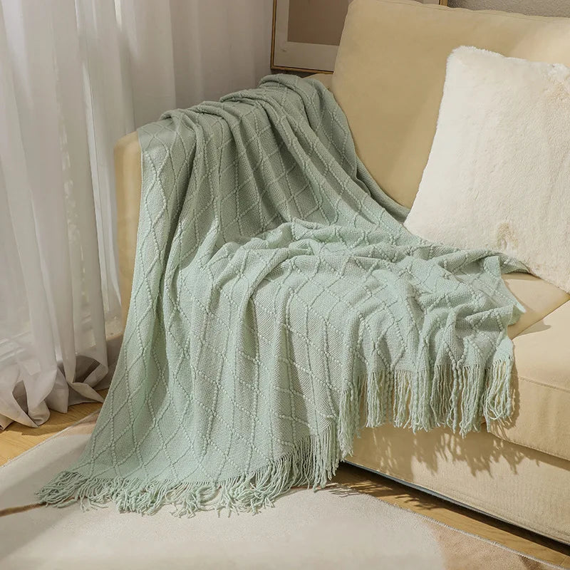 Serene Knit Boho Throw Blanket