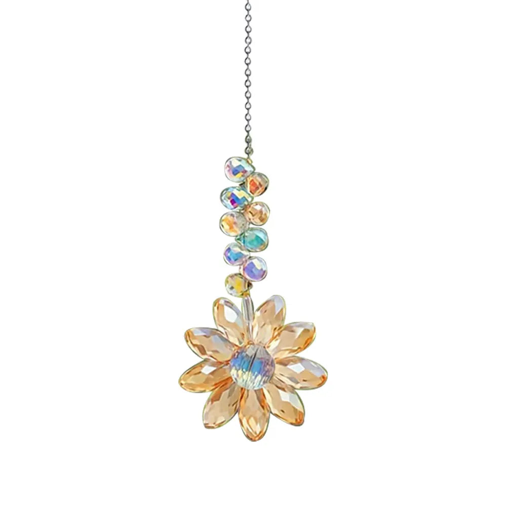 Golden Sunflower Crystal Suncatcher