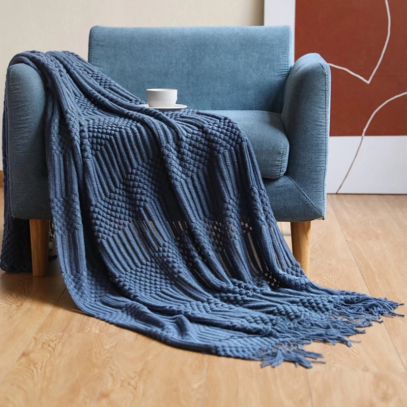 Serene Knit Boho Throw Blanket