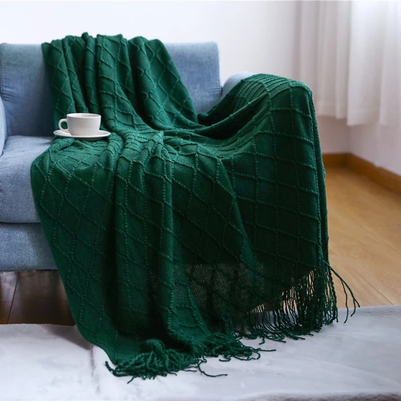 Serene Knit Boho Throw Blanket