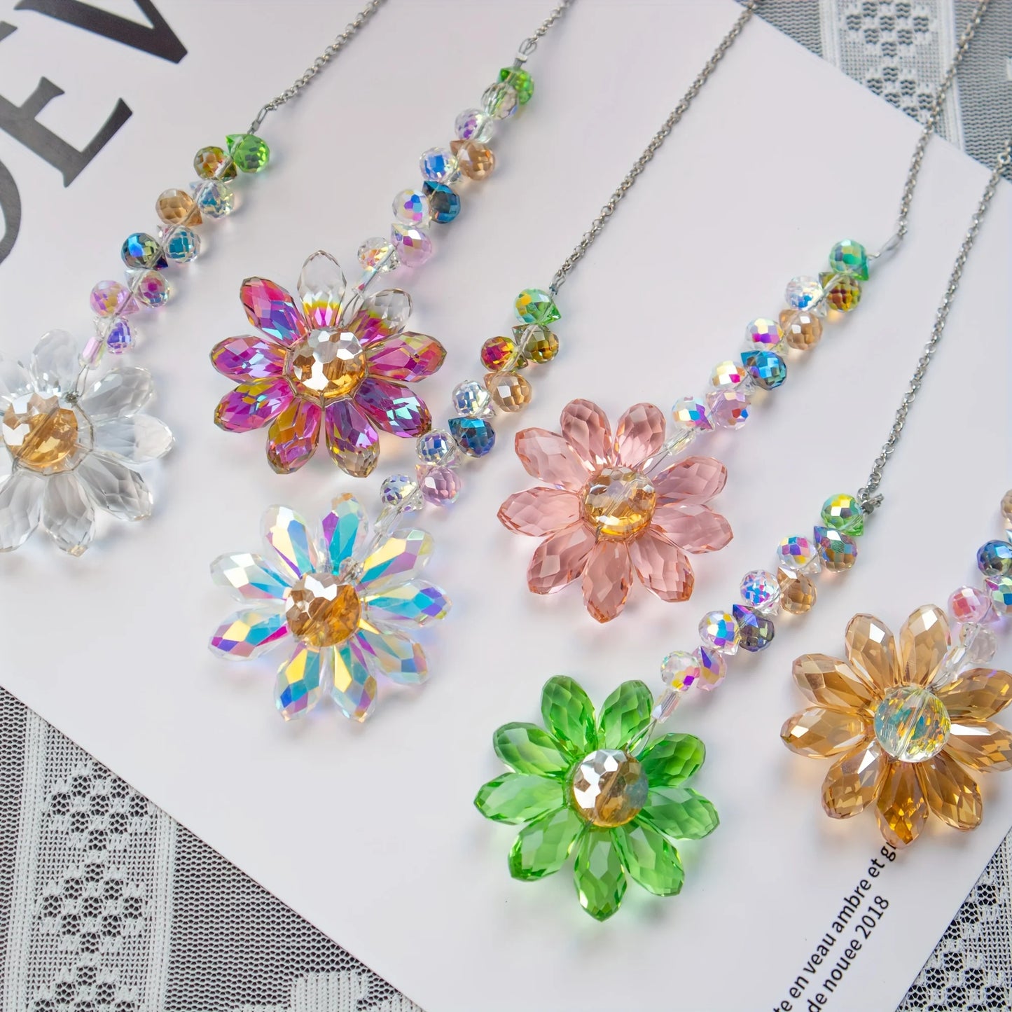 Golden Sunflower Crystal Suncatcher