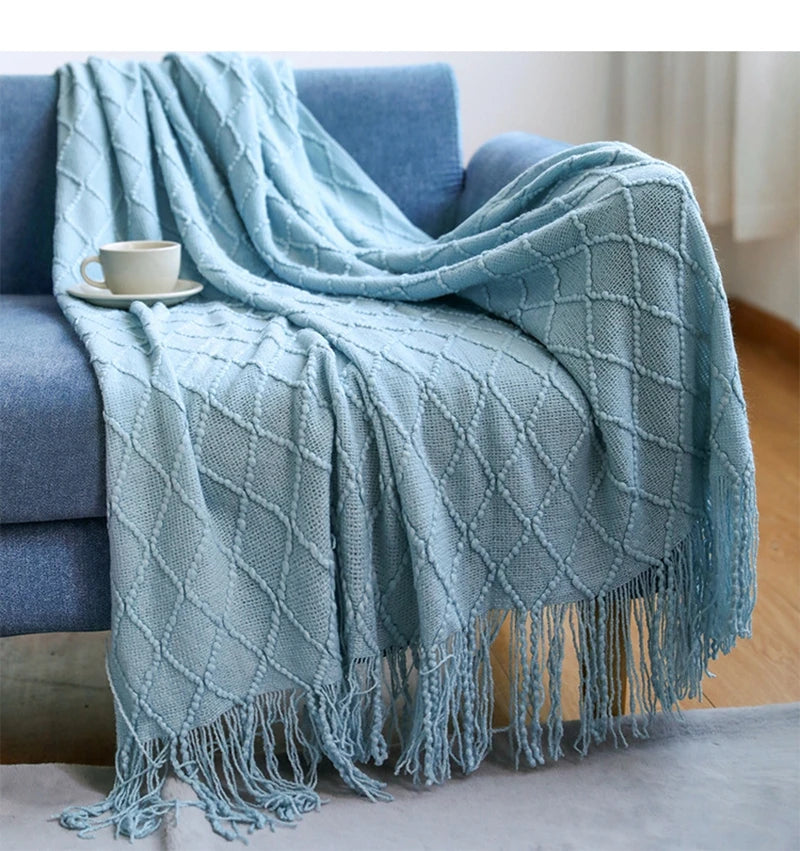 Serene Knit Boho Throw Blanket