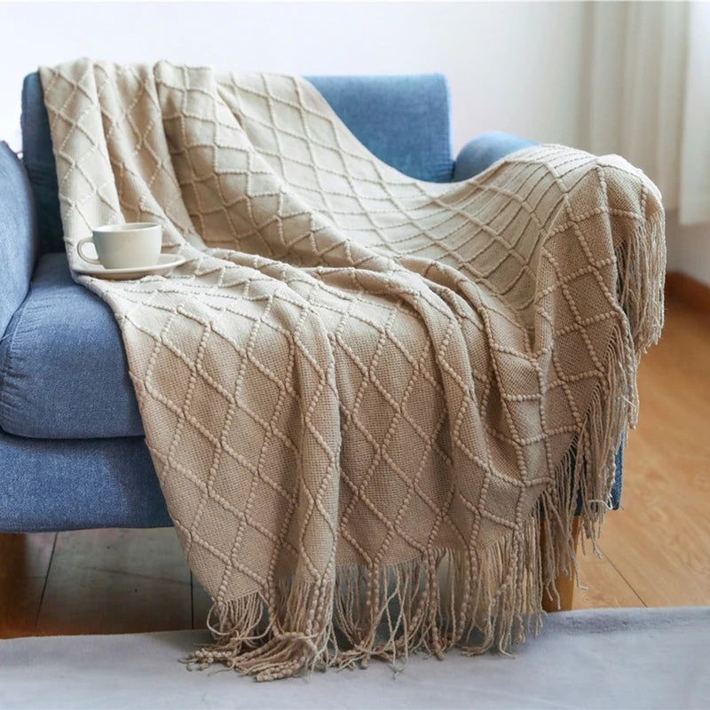 Serene Knit Boho Throw Blanket