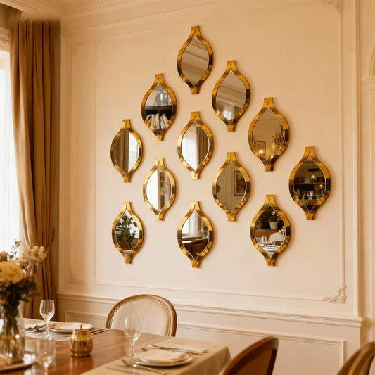 Golden Teardrop Mirror Set - Serene Wall Decor