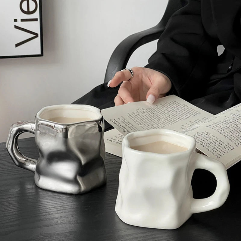Serene Sculpt Mug - Modern Ceramic Cup