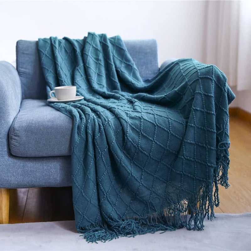 Serene Knit Boho Throw Blanket